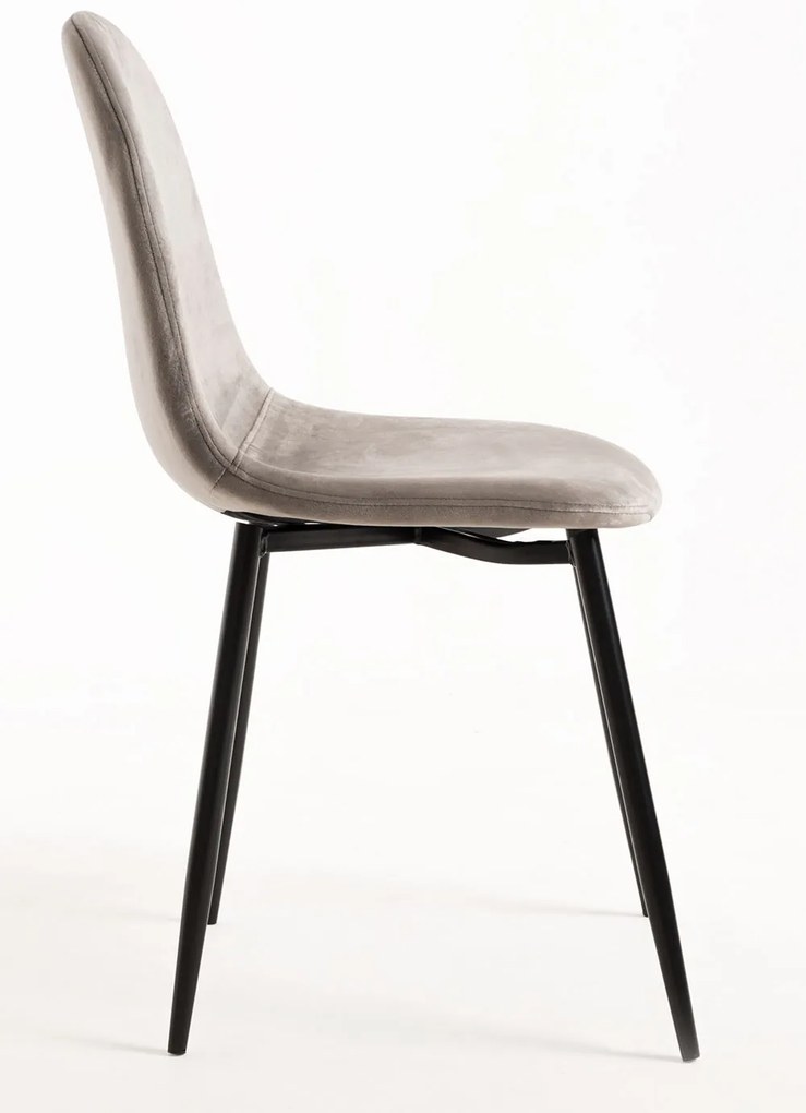 Set 4 Stoelen Teok Zwart Fluweel