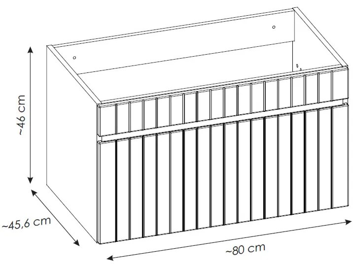 Comad Iconic FSC onderkast met ribbelfront 80cm wit