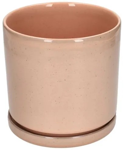 Bloempot met schotel, aardewerk, oudroze,Ø16 x 15 cm