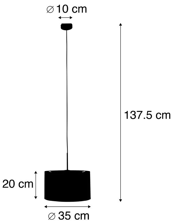 Stoffen Moderne hanglamp zwart met kap bruin 35 cm - Combi Modern E27 Scandinavisch Binnenverlichting Lamp