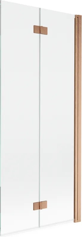 Mexen Mist badwand 2-delig rechts 80 x 150 cm, transparant, geborsteld koper - 8A9-080-002-65-00-P