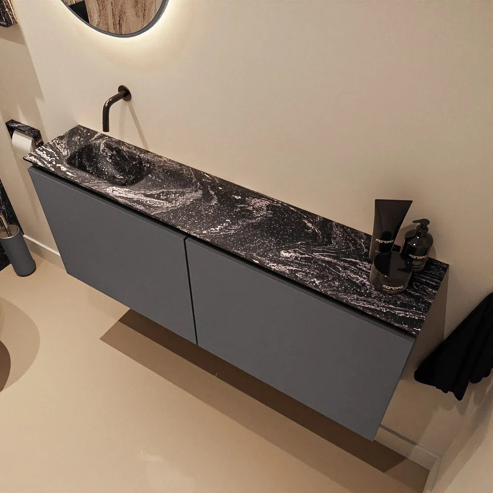 Mondiaz Ture DLux toiletmeubel 120cm dark grey met wastafel lava links zonder kraangat