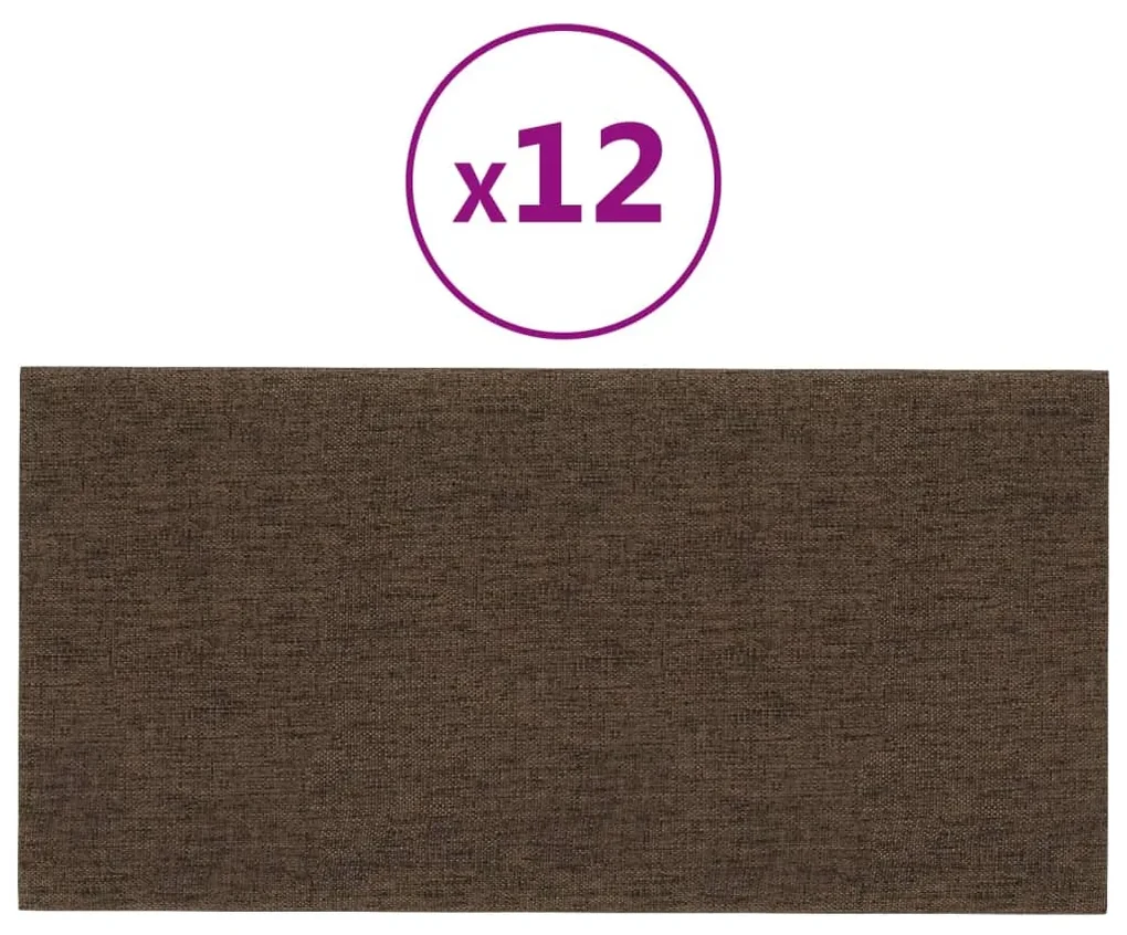 vidaXL Wandpanelen 12 st 0,54 m² 30x15 cm stof bruin