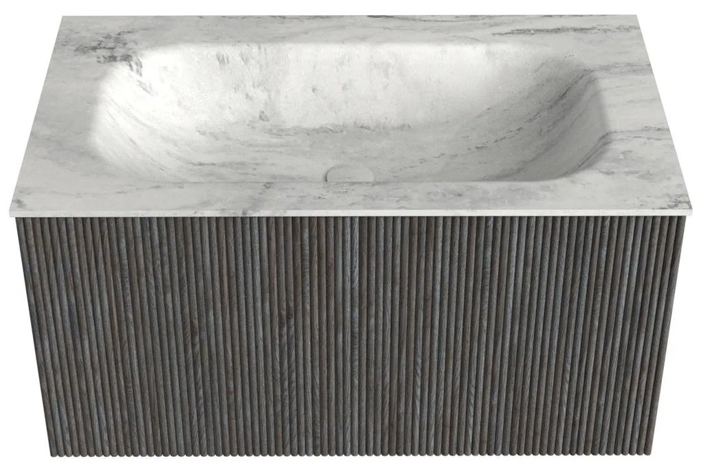 Mondiaz Kurve-dlux 80cm badmeubel shadow met 1 lade en wastafel big small midden zonder kraangat opalo