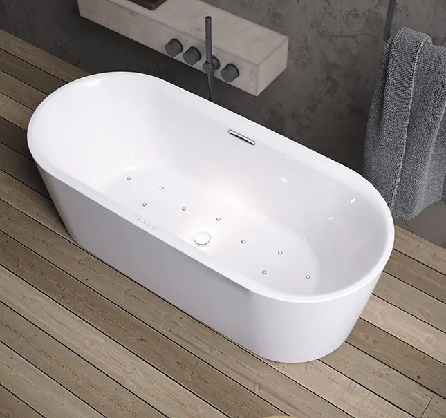 Riho Modesty vrijstaand bubbelbad sparkle mood 170x75cm wit glans