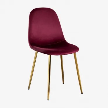 Fluwelen eetkamerstoel Glamm Rood – bordeaux & Goud - Sklum