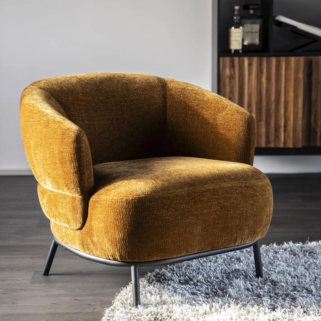 Zachte Fauteuil Met Ronde Rug Mosterd