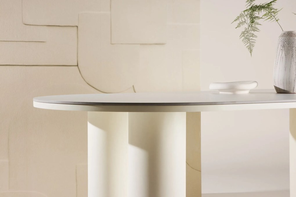 Jörn Eettafel - Erik - 110x220 cm -  Sintered Stone / FSC 100% - Wit/Cream - Jörn