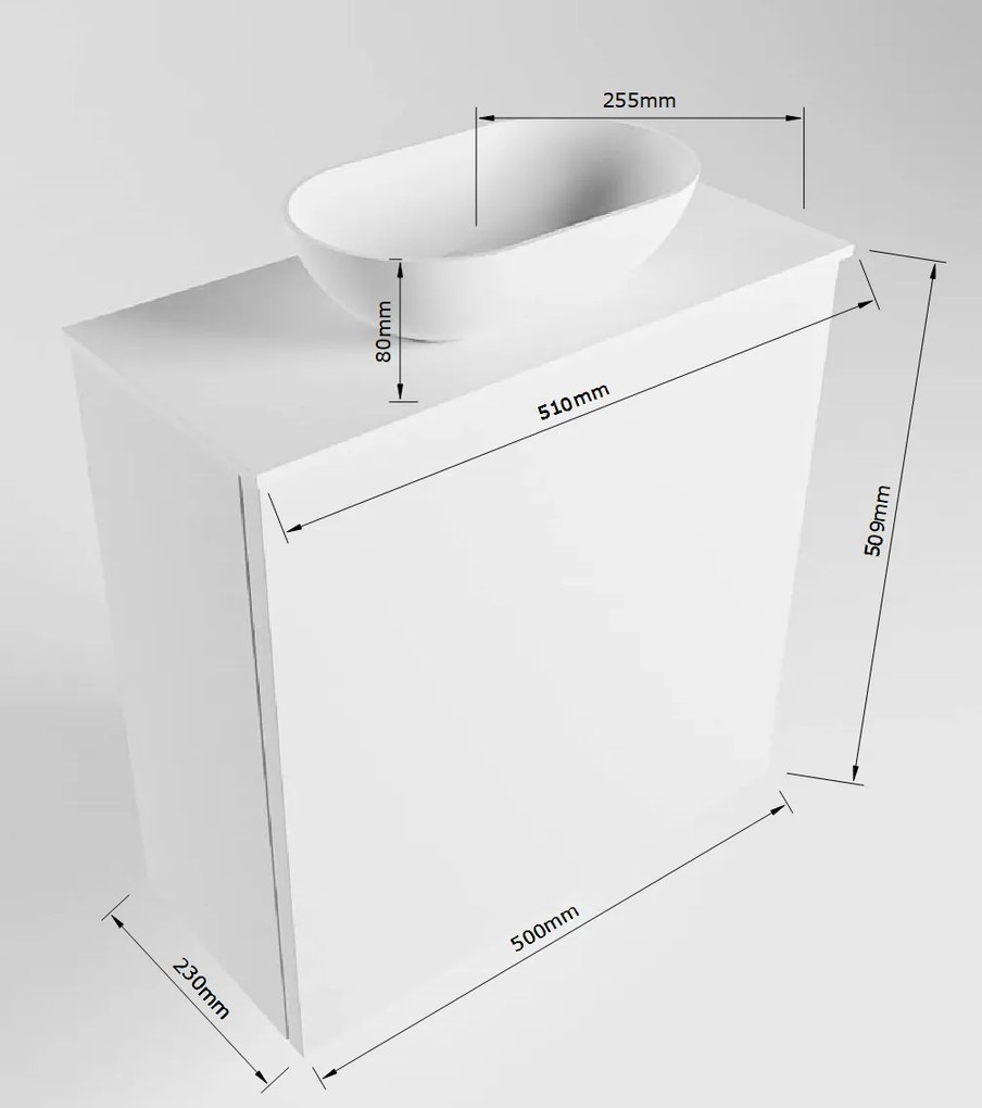 Mondiaz Fowy toiletmeubel 50cm clay met witte waskom midden zonder kraangat