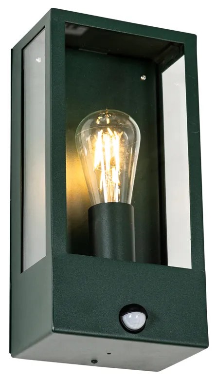 Buiten wandlamp donker groen met bewegingsmelder IP44 - Rotterdam