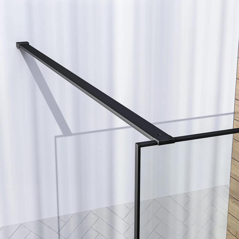 Brauer Black Frame inloopdouche helder glas 90x200 met muurprofiel en lijst rondom mat zwart