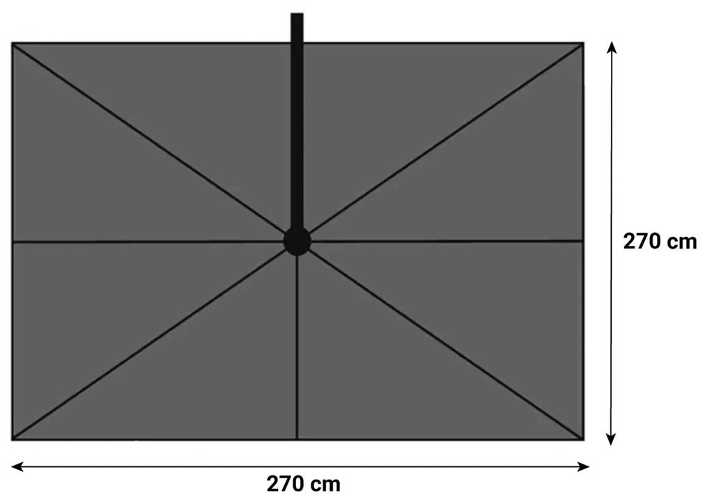 Zweefparasol  270 cm x 270 cm faded black (excl.voet) Grijs-antraciet Platinum Voyager T
