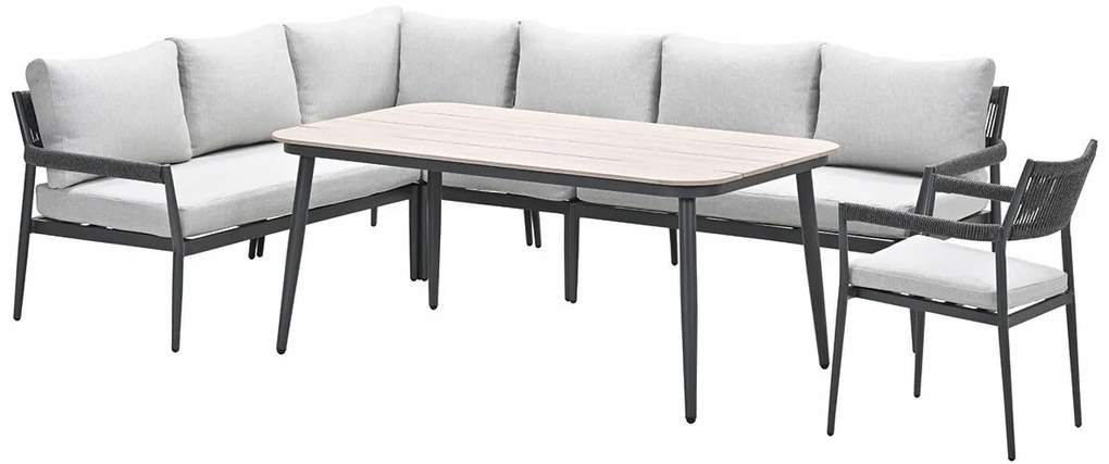 Garden Impressions Tineo lounge dining set 6-delig incl stoel - donker grijs