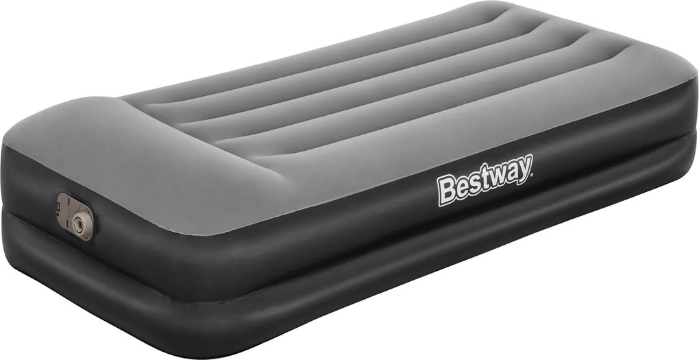 Bestway luchtbed'Tritech Twin'- 191x97x46 cm - met ingebouwde pomp, leegloopventiel en hoofdkussen - zwart/grijs
