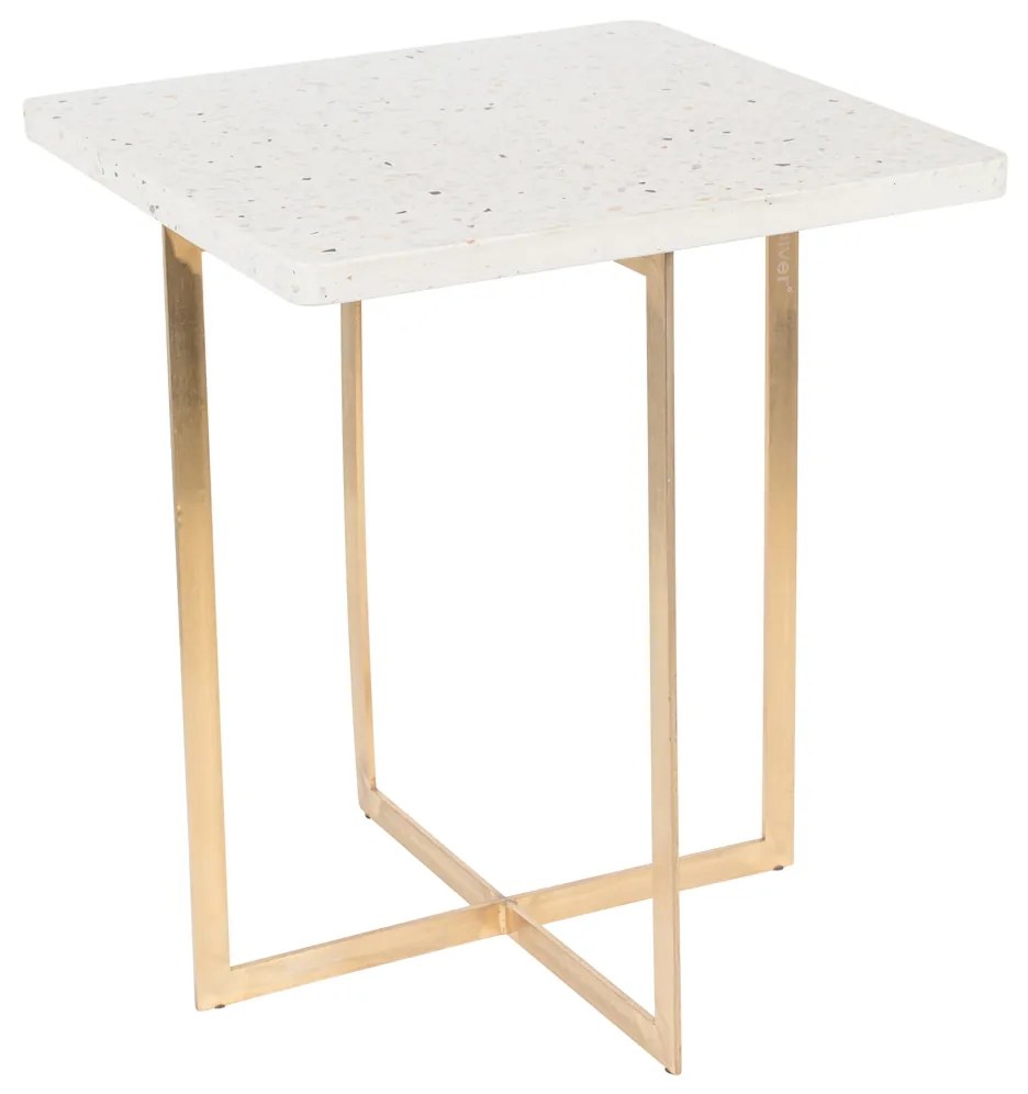 Zuiver Luigi Square Bijzettafel Terrazzo Wit - 40 X 40cm.