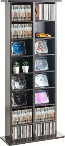 VEVOR Media-opbergkast, 8-laags dvd-rek voor maximaal 464 cd's, verstelbare cd-planken met 16 compartimenten, beschermt en organiseert muziek-, film-, videogame- of memorabiliacollecties, espresso