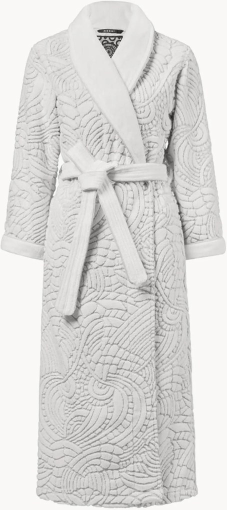 Katoenen fluwelen jacquard unisex badjas Dodo Pavone met badstof achterkant