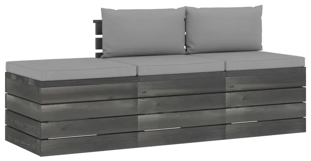 vidaXL 3-delige Loungeset met kussens pallet massief grenenhout