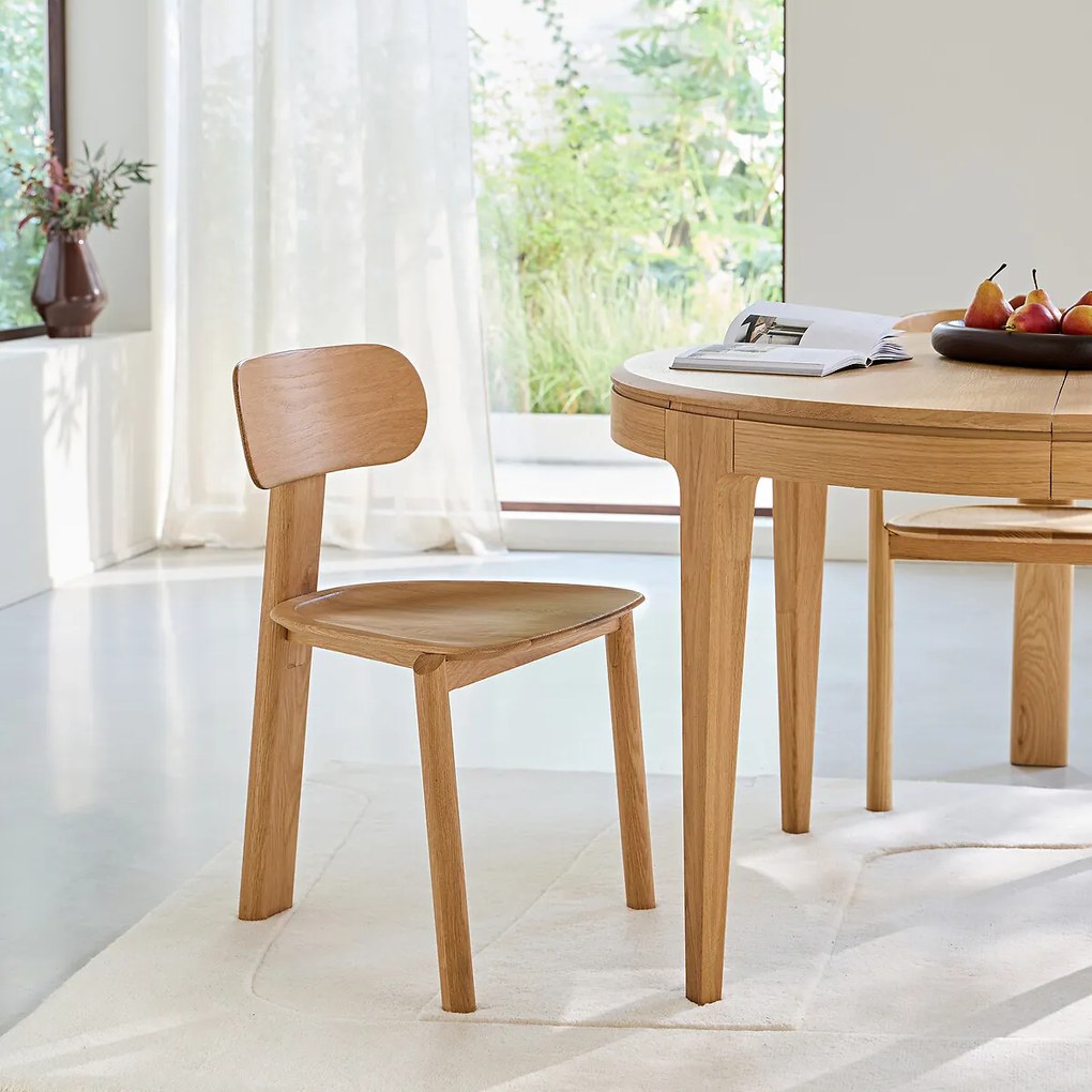 3-poot stoel, massief eiken, MARAIS, ontwerp Emmanuel Gallina