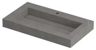 INK Pitch Wastafel keramische slab bak met drain en front en side skirts 1 kraangat 80x45x9cm Armani grey mat 0210331