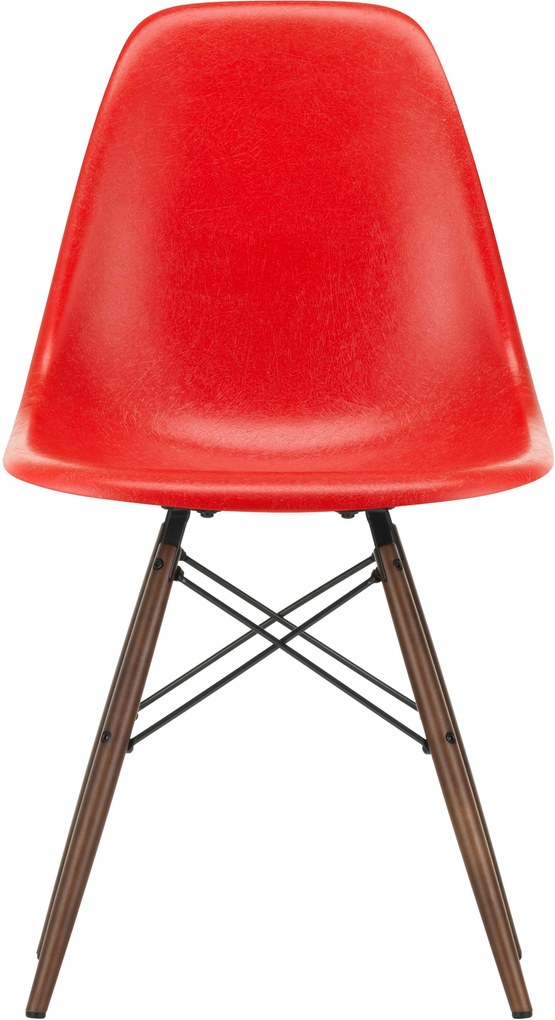 Vitra Eames DSW Fiberglass stoel esdoorn donker Classic red