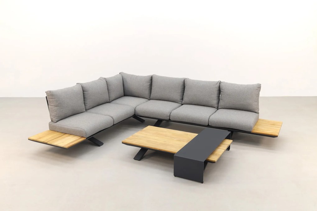 Suns Stockholm loungeset - Antraciet/teak - Light anthracite