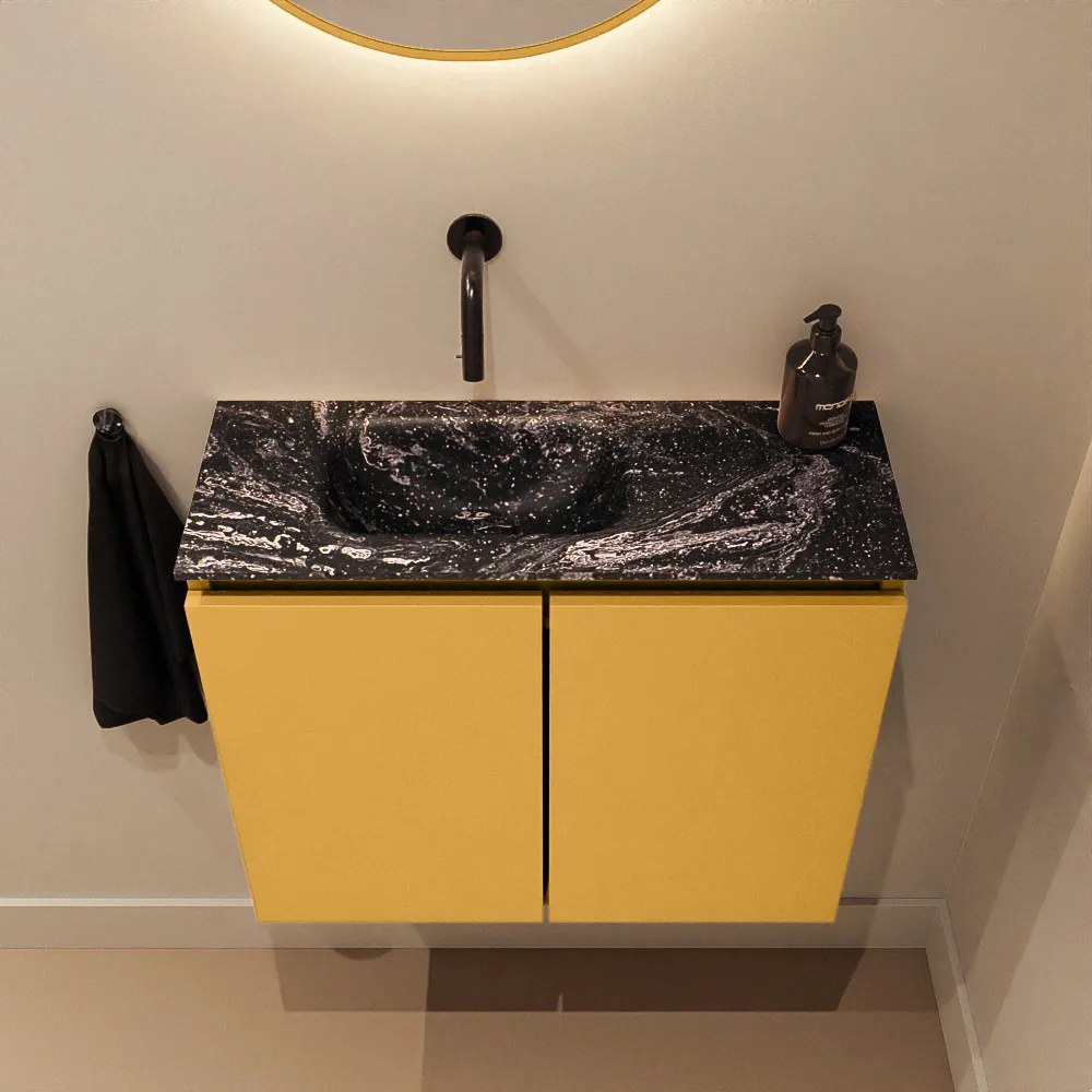 Mondiaz Ture DLux toiletmeubel 60cm ocher met wastafel lava links zonder kraangat