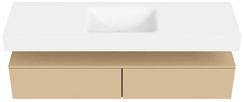 Zaro Alan badmeubel 160cm sand 2 lades met vrijhangende wastafel cloud midden 1 kraangat talc