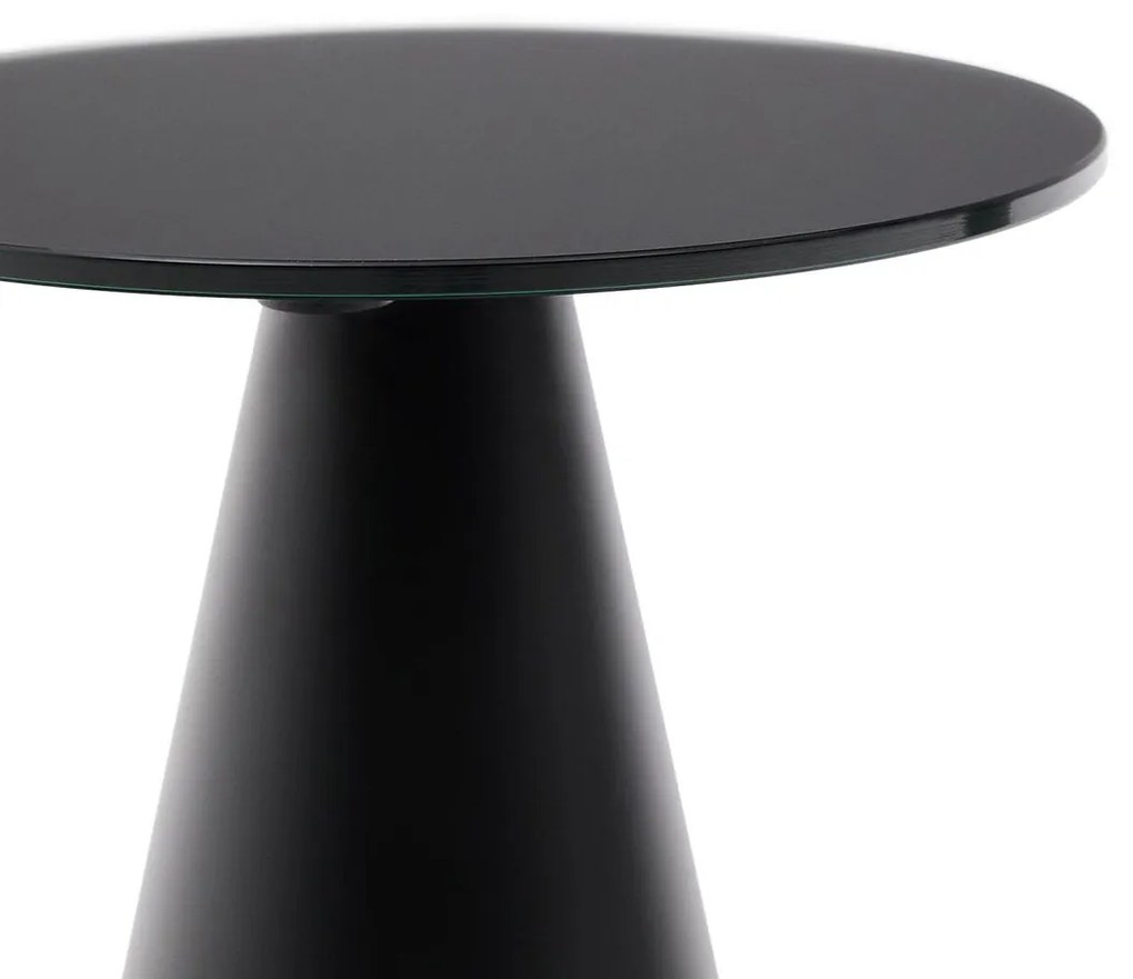 Kave Home Wilshire Ronde Bijzettafel Mat Glas Zwart 30 Cm - 30 X 30cm.