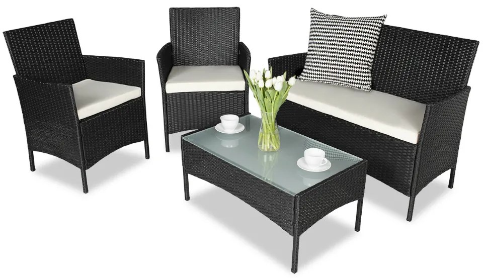Rotan tuinset Calabria zwart Garden Point