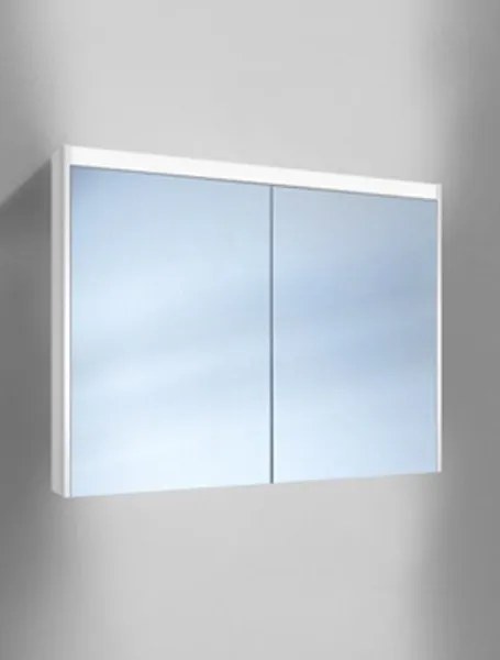Schneider O-Line spiegelkast m. 2 deuren met LED verlichting boven en indirecte verl. onder 100x74.5x15.8cm v. opbouwmontage 1653000202