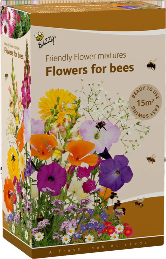 Buzzy seeds Strooidoos Bloemen - Friendly Flowers Bijen Laag - 15m²