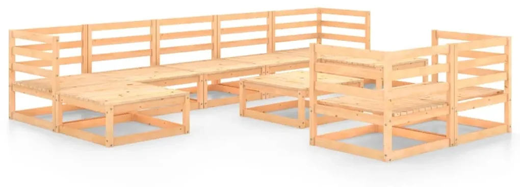 vidaXL 10-delige Loungeset massief grenenhout