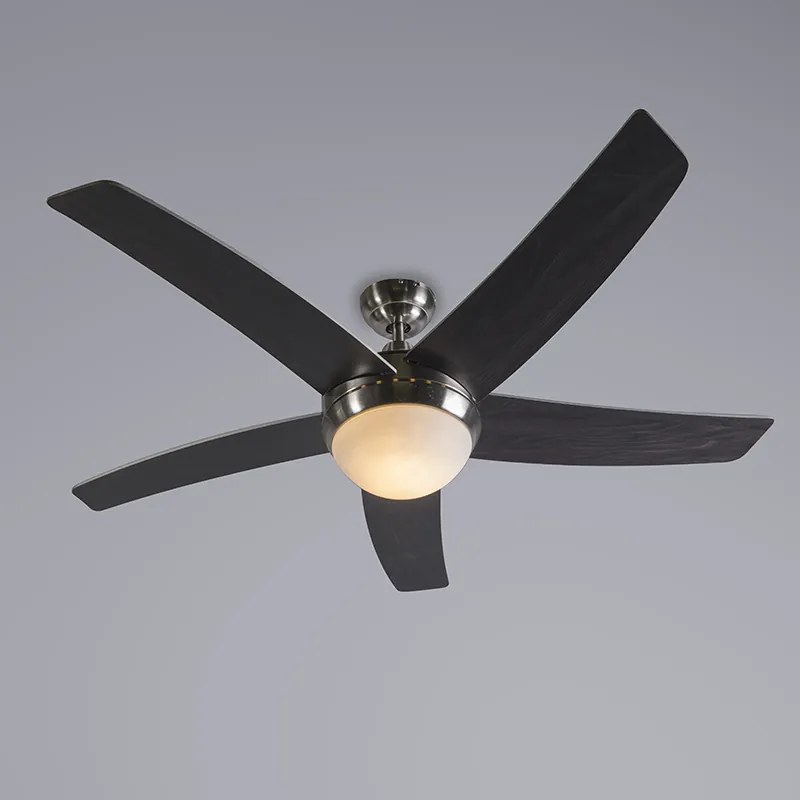 Plafondventilator staal 132cm met afstandsbediening - Cool Design, Modern E14 rond Binnenverlichting Lamp