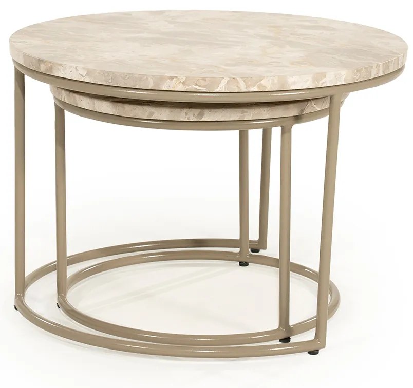 Ronde Salontafelset Marmer - 60 X 60cm.