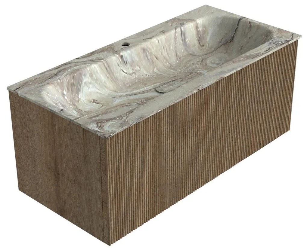 Mondiaz Kurve-dlux 100cm badmeubel dusk met 1 lade en wastafel big medium midden 1 kraangat glace
