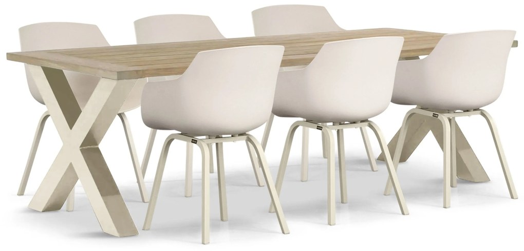 Tuinset 6 personen 240 cm Kunststof Taupe Lifestyle Garden Furniture Salina/Cardiff