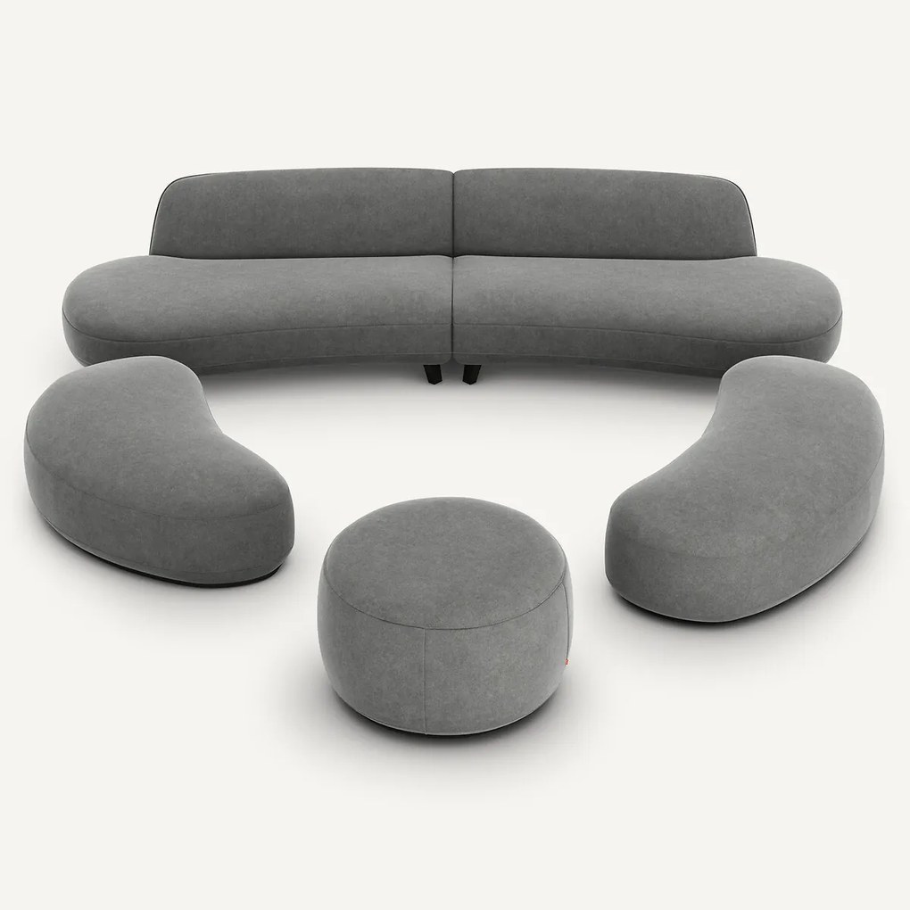 Voetenbank van stonewashed fluweel, Rosebury, ontwerp E. Gallina