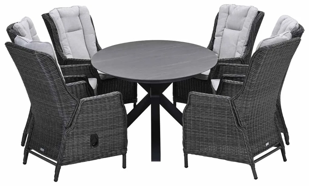 Garden Impressions Marbella verstelbare tuinset 7-delig donker grijs - Scot tuintafel 230x115 cm