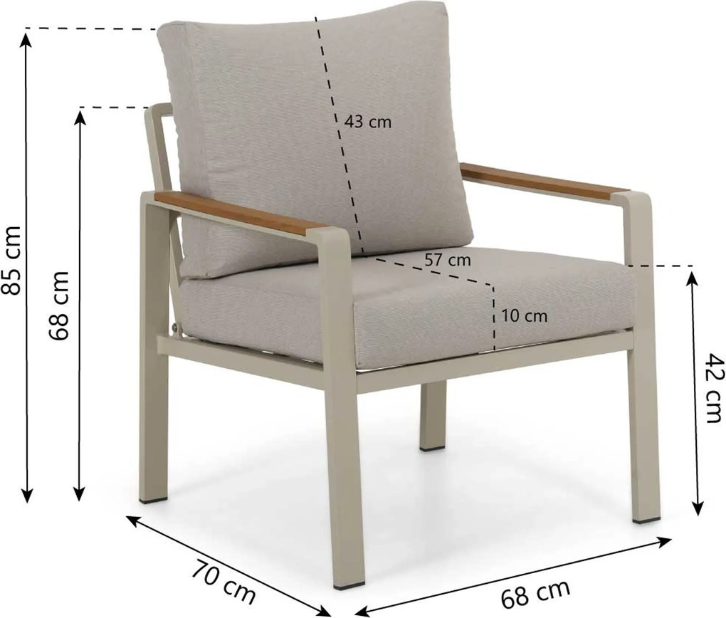 Stoel en Bank Loungeset 4 personen Aluminium Zand/Beige  Domani Furniture Leaf