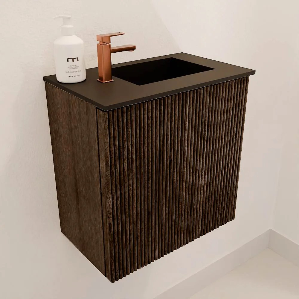 Mondiaz Joya 40cm toiletmeubel walnut met wastafel faye rechts 1 kraangat urban