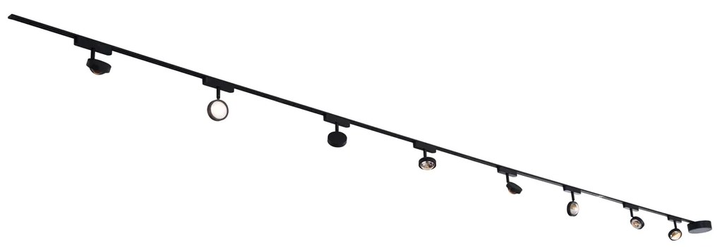 LED Modern railsysteem met 8 Spot / Opbouwspot / Plafondspots zwart 1-fase - Magnetic Lance Modern Binnenverlichting Lamp