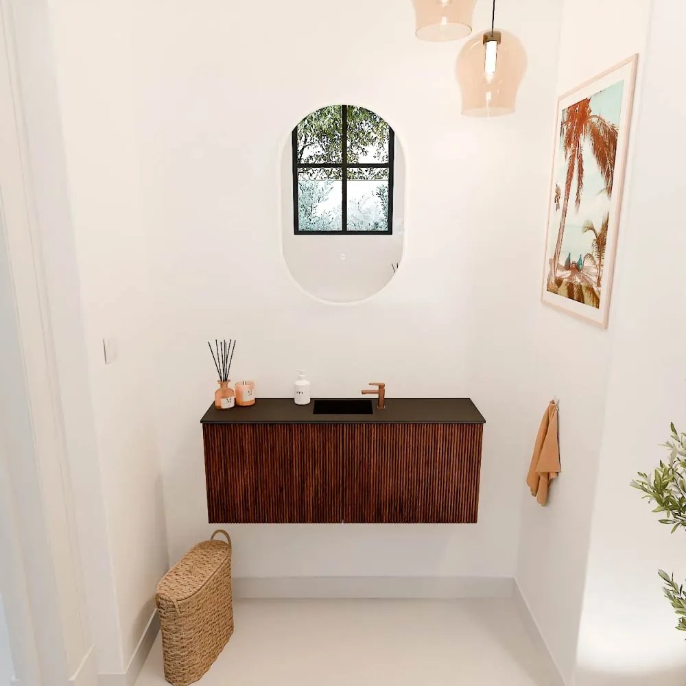 Mondiaz Joya 100cm toiletmeubel ruby met wastafel faye midden 1 kraangat urban