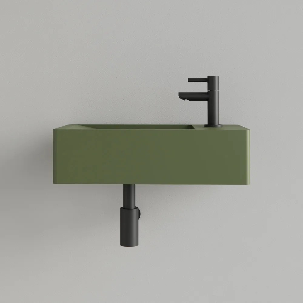 Sanigoods Luko fontein 40x22cm rechts met kraangat olijfgroen
