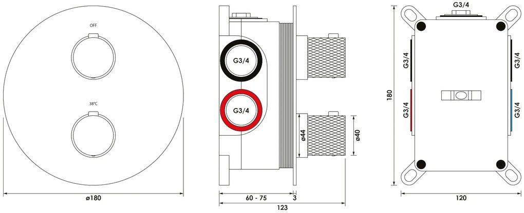 Brauer Gunmetal Carving thermostatische inbouw regendouche met 3 standen handdouche, plafondarm, glijstang en hoofddouche 30cm set 96 gunmetal geborsteld PVD