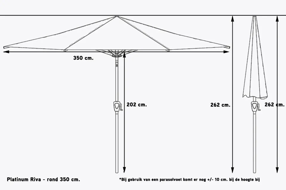 Platinum Riva stokparasol 3,5 m. rond - Ecru