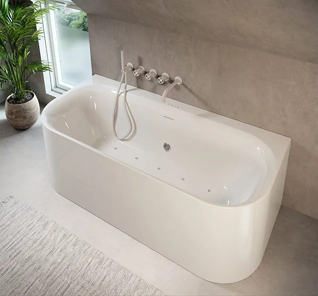 Riho Devotion half vrijstaand bubbelbad sparkle mood 180x80cm wit glans