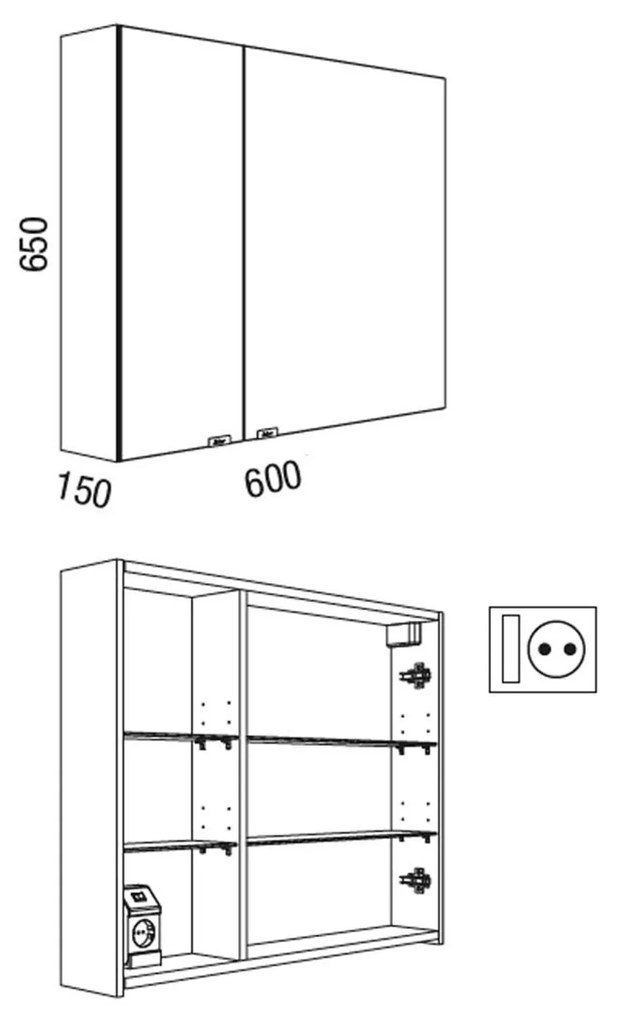 Muebles Ally spiegelkast 60x65cm