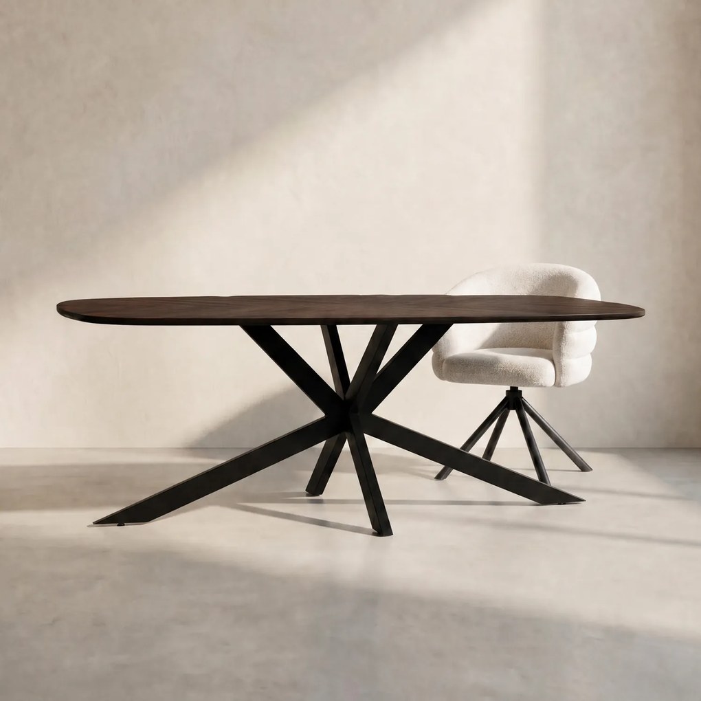Tower Living Ovale Eettafel Bruin Mango 180x100 Cm Silvi - 180 X 100cm.