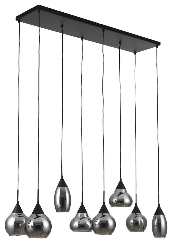 Hanglamp Met 8 Rookglas Bollen